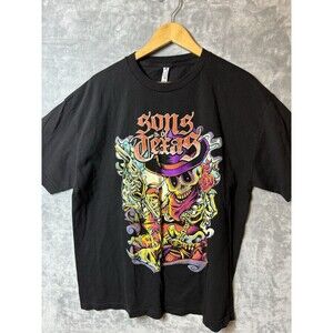 Alstyle Sons Of Texas Black Tshirt Men’s Size XL Short Sleeve Skeleton Design